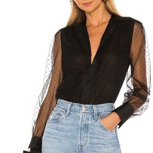 Equipment Black Sheer Sleeve Blouse Small